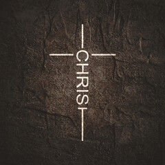 Wall Mural - Christ name in the shape of a cross. Christian, religious and church typography concept. Design with christian icon religion.