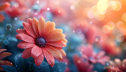 Wall Mural - a close up of a flower with water droplets on it