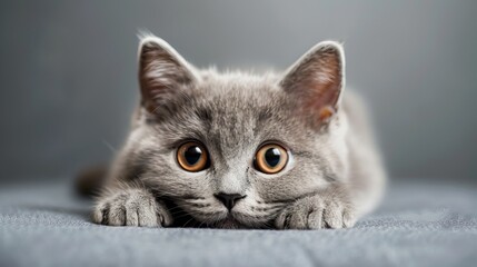 Adorable British Shorthair Kitten Portrait with Charming Eyes and Whiskers