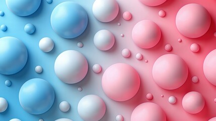 Wall Mural - A 3D rendering of pink and blue balls of various sizes against a gradient background.