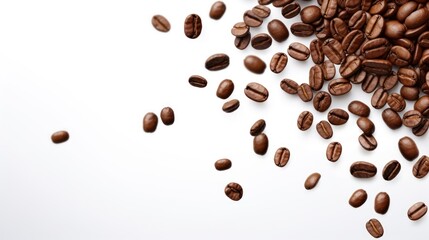 Wall Mural - Coffee beans on white background with  copy space 