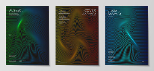 Fototapete - Curved line gradient colorful modern abstract graphic patterns background. Design template collection for cover and poster. Vector illustration