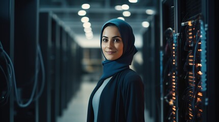 Poster - Portrait of a Muslim female IT engineer working 