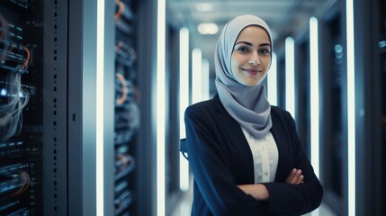 Poster - Portrait of a Muslim female IT engineer working 