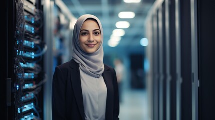 Poster - Portrait of a Muslim female IT engineer working 