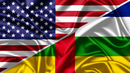 Wall Mural - United waving flag of USA and Central African Republic