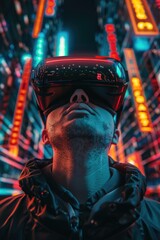 Canvas Print - Man with Virtual Reality Headset