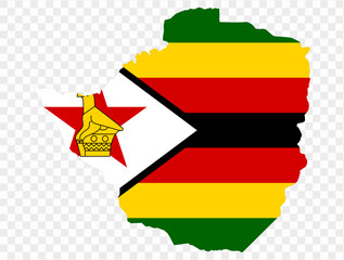 Wall Mural - Zimbabwe map flag  isolated on png or transparent background vector illustration.