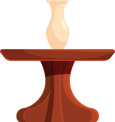 Poster - Wooden coffee table with a vase standing on top of it