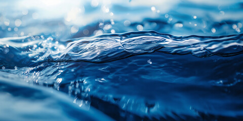 Wall Mural - A close up of the water surface, showing ripples and waves on a deep blue sea