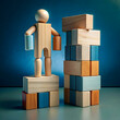 © MISHAL - conceptual of success business with wooden human