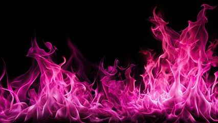 Wall Mural - Vibrant pink flames against a dark black backdrop, fire, flames, pink, beautiful, black background, vivid, intense, glowing