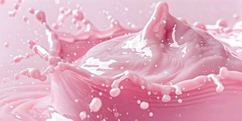 Wall Mural - Pink skincare cream splashing in water droplets a vibrant and dynamic image. Concept Beauty Photography, Skincare product, Pink cream, Water droplets, Dynamic image