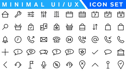 Poster - Minimalist and simple looking pixel perfect linear ui icons set for dark, light mode. Outline isolated user interface elements for night, day themes. Editable stroke. Montserrat Bold, Light fonts used