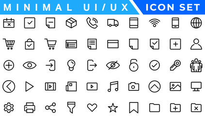 Poster - Minimalist and simple looking pixel perfect linear ui icons set for dark, light mode. Outline isolated user interface elements for night, day themes. Editable stroke. Montserrat Bold, Light fonts used