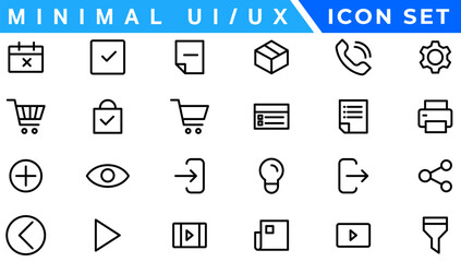 Poster - Minimalist and simple looking pixel perfect linear ui icons set for dark, light mode. Outline isolated user interface elements for night, day themes. Editable stroke. Montserrat Bold, Light fonts used