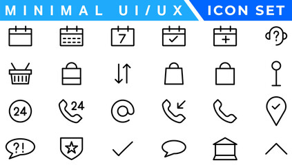 Poster - Minimalist and simple looking pixel perfect linear ui icons set for dark, light mode. Outline isolated user interface elements for night, day themes. Editable stroke. Montserrat Bold, Light fonts used