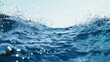 © Yusif - A 3D rendering of clear blue ocean wave water splashing, captured from below in daylight, set against a simple white background for isolation and clarity.