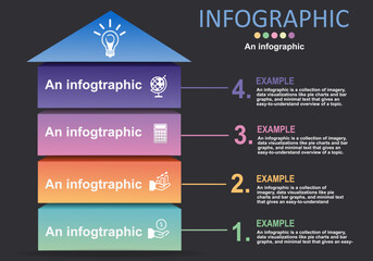 Poster - vector infographic is a square bar divided into four layers with the top being a triangular arrow to