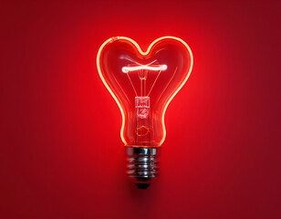 Wall Mural - heart shaped bulb, bulb with heart, light bulb