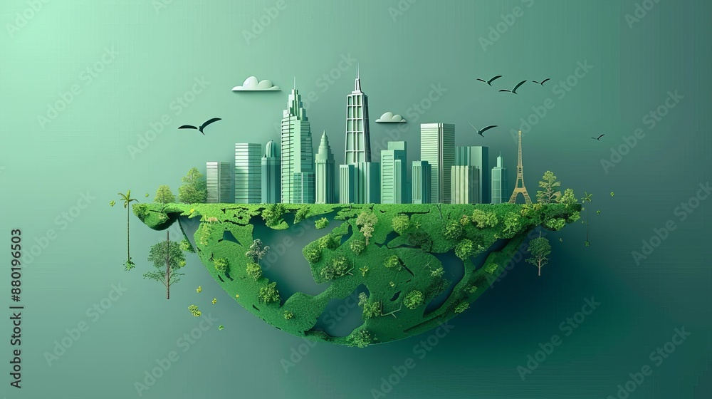 World Environment Day concept: A green city dedicated to saving the ...