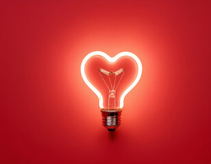 Wall Mural - heart shaped bulb, bulb with heart, light bulb