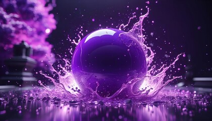 Wall Mural - Purple Liquid Sphere Splash.