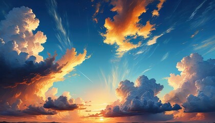 Wall Mural - Dramatic Sunset Cloudscape.