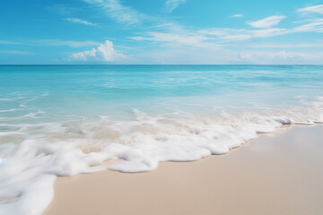 Sticker - Tropical beach with blue sky and sea. Beach background. Summer beach and sea