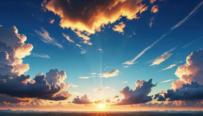 Wall Mural - Golden Sunset Cloudscape.