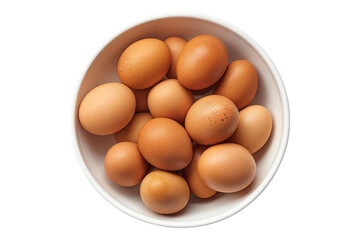 Brown egg in bowl isolated on transparent background