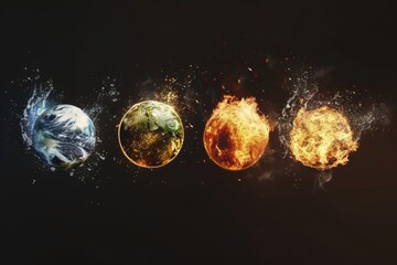 Poster - Image showing the four planets - Earth, Mars, Venus and Mercury - in their respective orbits around the sun