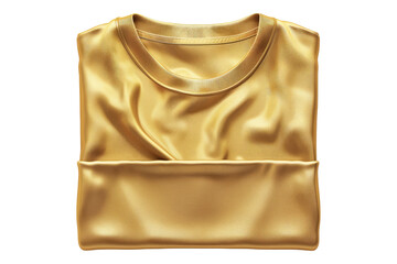 Golden folded t shirt isolated on transparent background