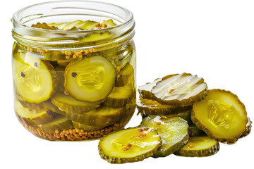 Delicious Bread and Butter Pickles Isolated On Transparent Background