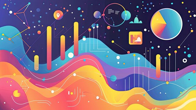Bright and colorful infographic-style background for data-driven presentations.