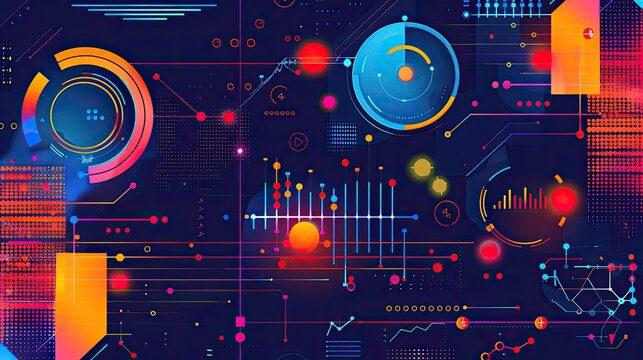Bright and colorful infographic-style background for data-driven presentations.