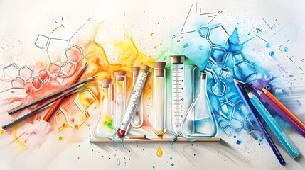 Poster - Colorful Crayon Sketch of a Scientific Hydrometer Instrument for and Analysis