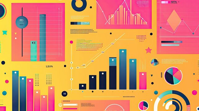 Bright and colorful infographic-style background for data-driven presentations.