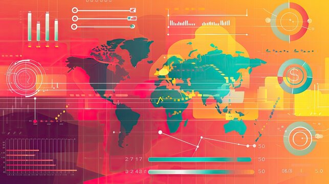 Bright and colorful infographic-style background for data-driven presentations.