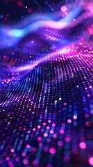 Poster - Graphic design background of tech scene or neon blue purple tone. Modern abstract background