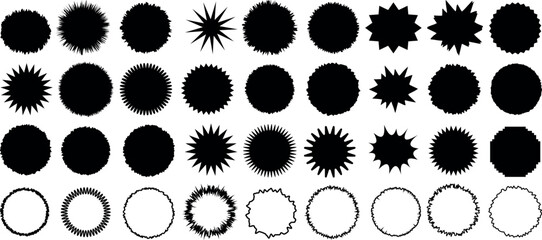 Wall Mural - jagged circle vector collection, spiky circular shapes, graphic elements, starburst designs, abstrac