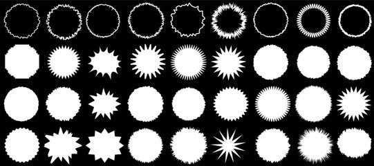 Wall Mural - jagged circle vector collection, sunburst, retro starburst, burst shapes set, radial badges, vintage