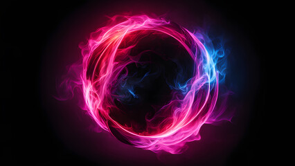 A colorful, glowing circle with a black background