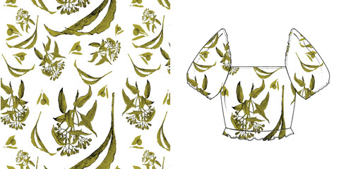 Poster - seamless leaves pattern on background.Seamless pattern can be us