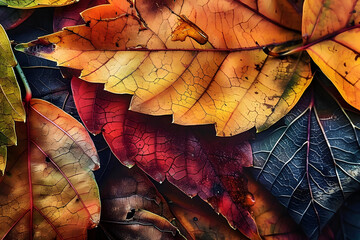 Wall Mural - abstract background with autumn abstract leaves close up