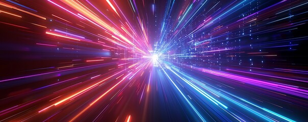 Digital science futuristic technology light rays stripes lines light background, Generative AI