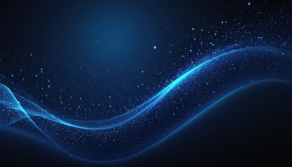 Wall Mural - abstract wave of particles. blue shiny technology background. illustration with blue dots 2211