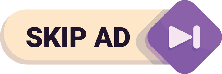 Poster - Skip ad button with arrow allowing user to skip advertisement on website or application