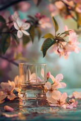 Wall Mural - Glass of Water with Flowers