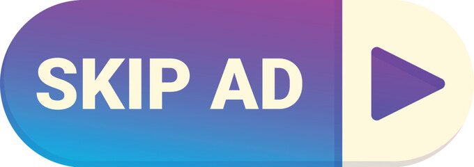 Poster - blue and purple skip ad button with an arrow, for skipping annoying videos
